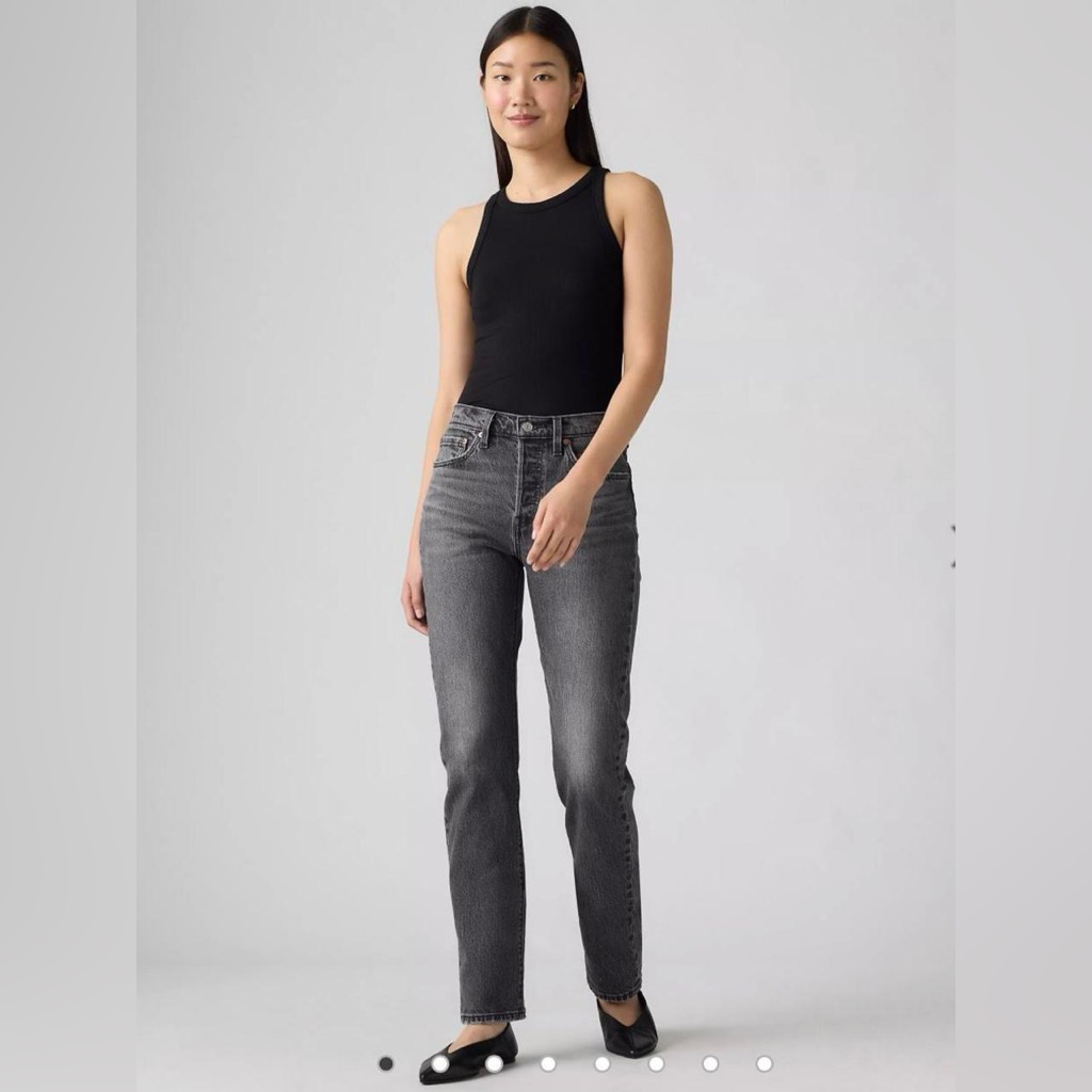 Levi's Black 501 High-Rise Straight-Leg Denim Jeans